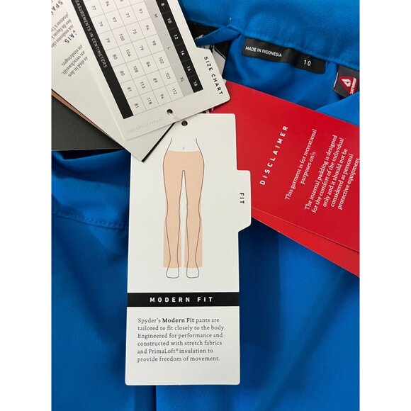 Spyder Womens Ski Pants 10 Blue Black Primaloft Insulated‎ Waterproof Adjustable - Picture 11 of 15